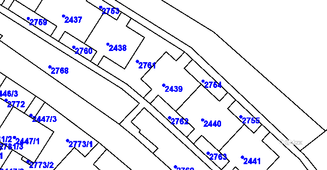 Parcela st. 2439 v KÚ Slatina, Katastrální mapa