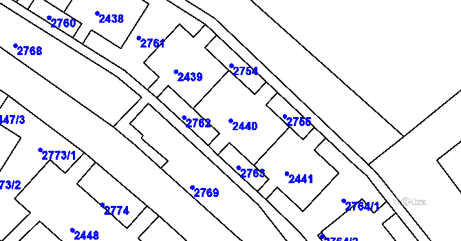 Parcela st. 2440 v KÚ Slatina, Katastrální mapa