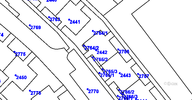 Parcela st. 2442 v KÚ Slatina, Katastrální mapa