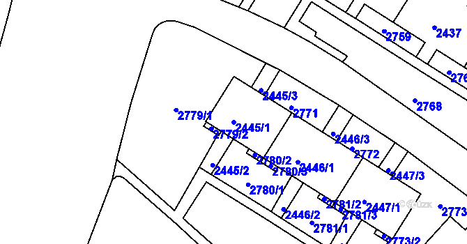 Parcela st. 2445/1 v KÚ Slatina, Katastrální mapa