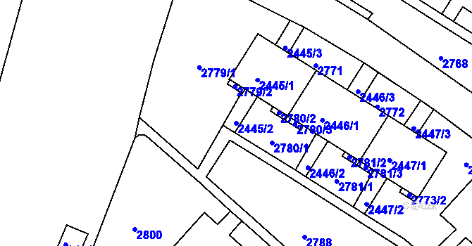 Parcela st. 2445/2 v KÚ Slatina, Katastrální mapa