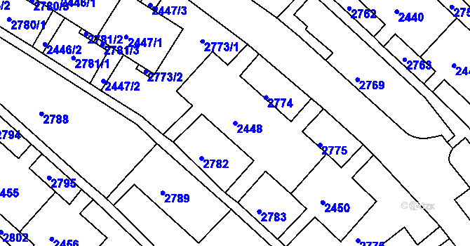 Parcela st. 2448 v KÚ Slatina, Katastrální mapa