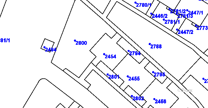 Parcela st. 2454 v KÚ Slatina, Katastrální mapa