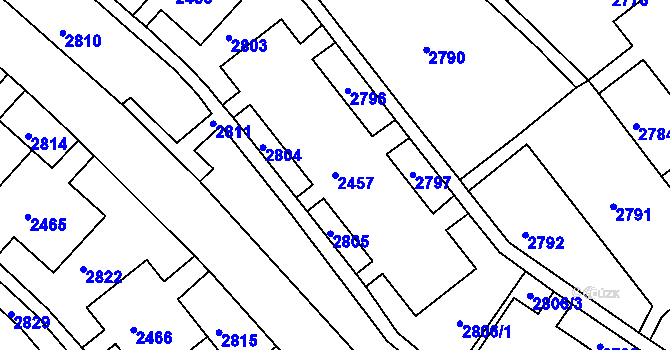 Parcela st. 2457 v KÚ Slatina, Katastrální mapa