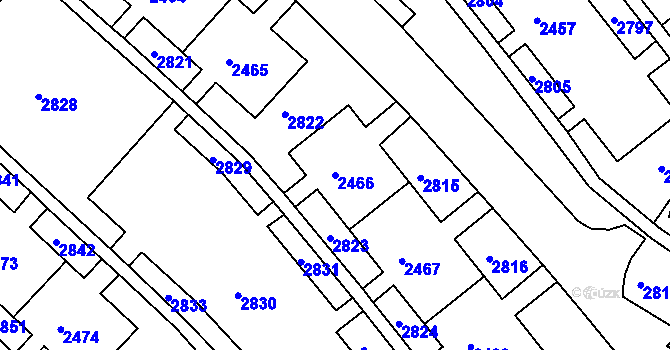 Parcela st. 2466 v KÚ Slatina, Katastrální mapa