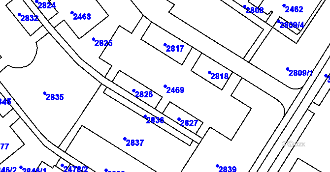 Parcela st. 2469 v KÚ Slatina, Katastrální mapa