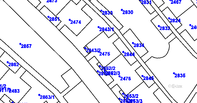 Parcela st. 2475 v KÚ Slatina, Katastrální mapa