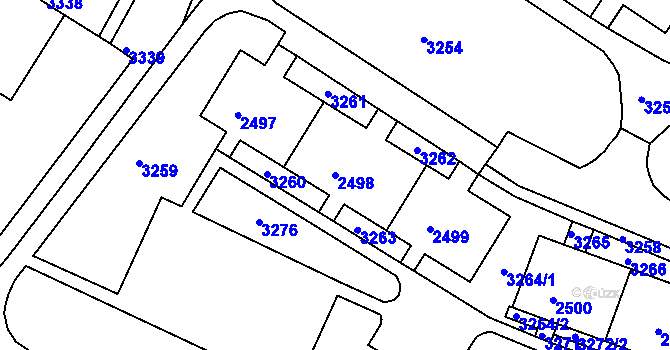 Parcela st. 2498 v KÚ Slatina, Katastrální mapa
