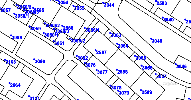 Parcela st. 2587 v KÚ Slatina, Katastrální mapa