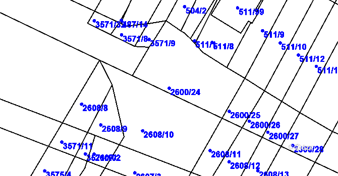 Parcela st. 2600/24 v KÚ Slatina, Katastrální mapa