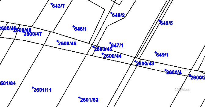 Parcela st. 2600/44 v KÚ Slatina, Katastrální mapa