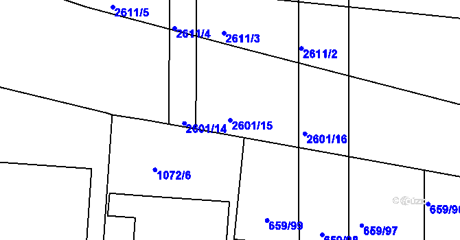 Parcela st. 2601/15 v KÚ Slatina, Katastrální mapa