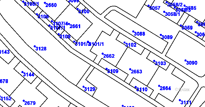 Parcela st. 2662 v KÚ Slatina, Katastrální mapa