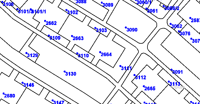 Parcela st. 2664 v KÚ Slatina, Katastrální mapa