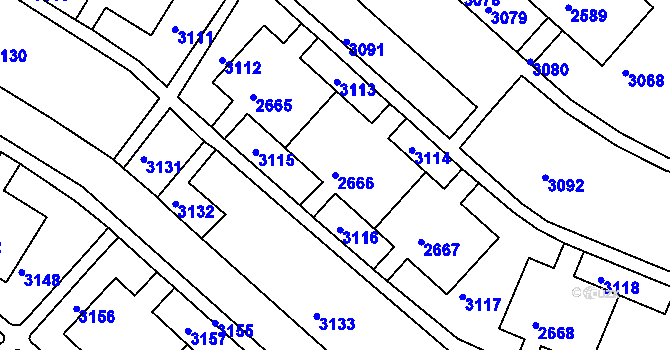 Parcela st. 2666 v KÚ Slatina, Katastrální mapa