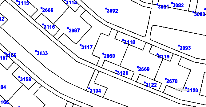 Parcela st. 2668 v KÚ Slatina, Katastrální mapa