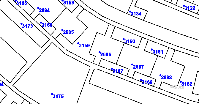 Parcela st. 2686 v KÚ Slatina, Katastrální mapa