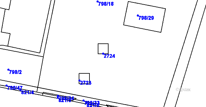 Parcela st. 2724 v KÚ Slatina, Katastrální mapa