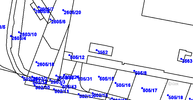 Parcela st. 3562 v KÚ Slatina, Katastrální mapa
