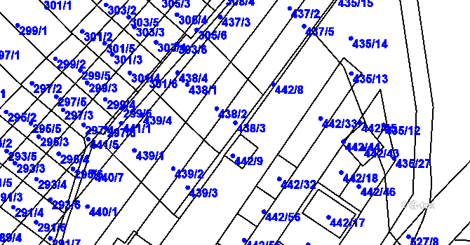 Parcela st. 438/3 v KÚ Slatina, Katastrální mapa