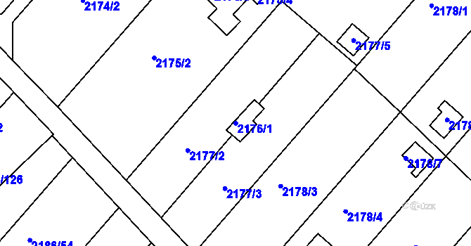 Parcela st. 2176/1 v KÚ Slatina, Katastrální mapa