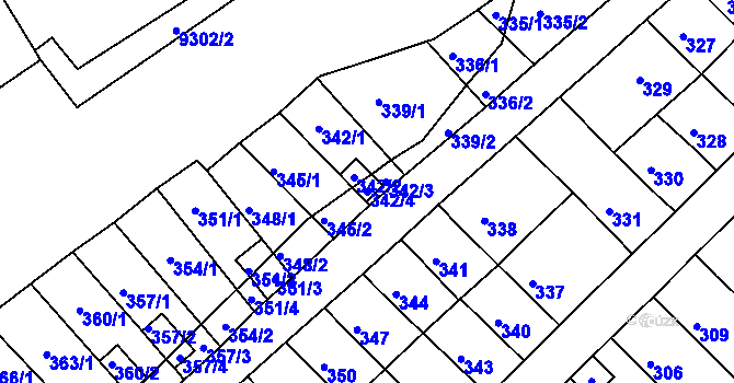 Parcela st. 342/4 v KÚ Slatina, Katastrální mapa