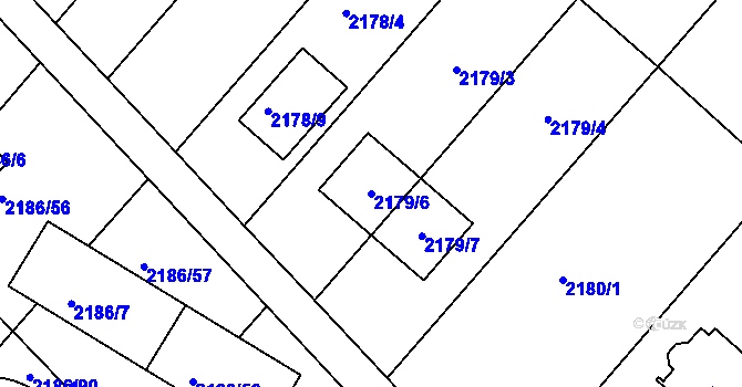 Parcela st. 2179/6 v KÚ Slatina, Katastrální mapa