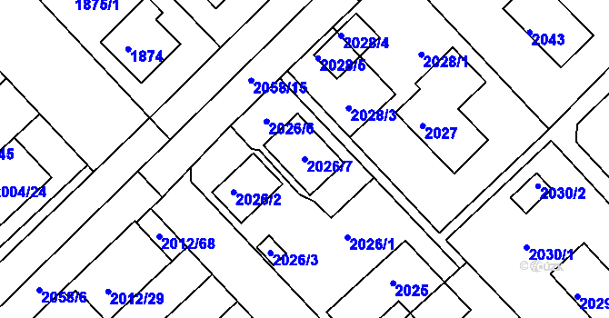 Parcela st. 2026/7 v KÚ Slatina, Katastrální mapa