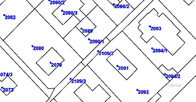 Parcela st. 2109/2 v KÚ Slatina, Katastrální mapa