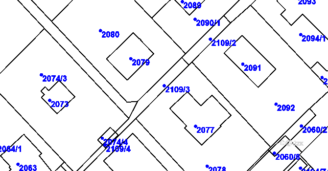 Parcela st. 2109/3 v KÚ Slatina, Katastrální mapa