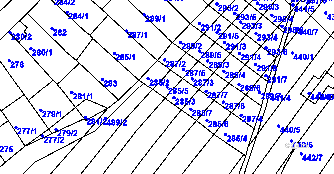 Parcela st. 285/5 v KÚ Slatina, Katastrální mapa