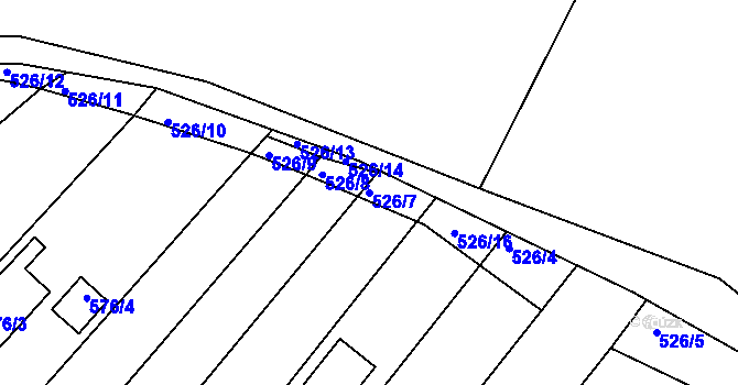 Parcela st. 526/7 v KÚ Slatina, Katastrální mapa