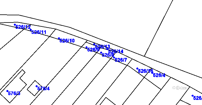 Parcela st. 526/8 v KÚ Slatina, Katastrální mapa