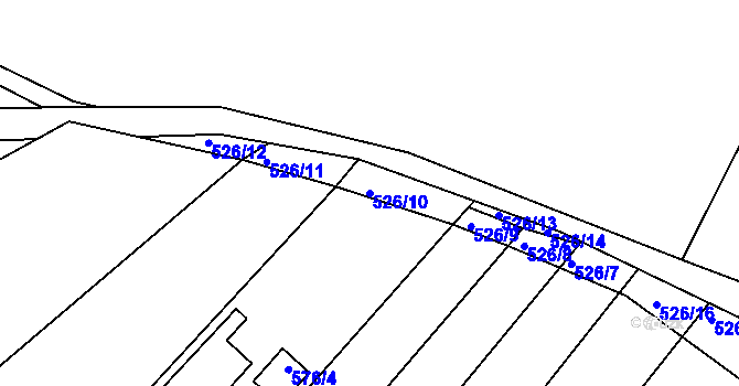 Parcela st. 526/10 v KÚ Slatina, Katastrální mapa