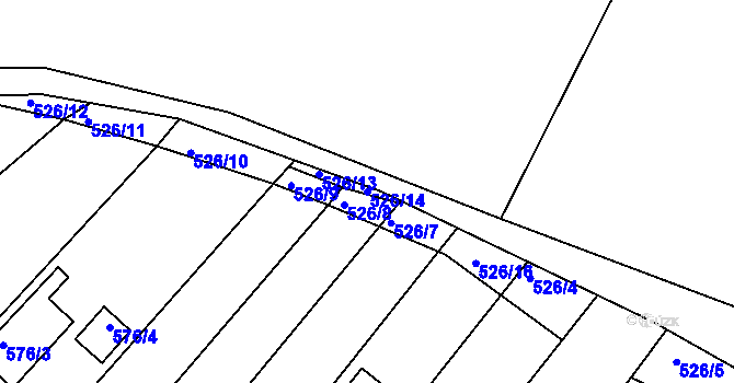 Parcela st. 526/14 v KÚ Slatina, Katastrální mapa