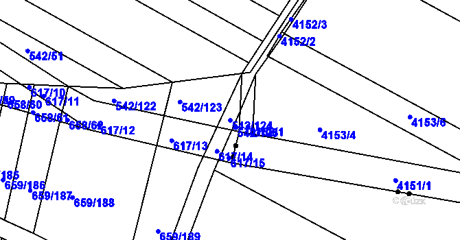 Parcela st. 542/124 v KÚ Slatina, Katastrální mapa