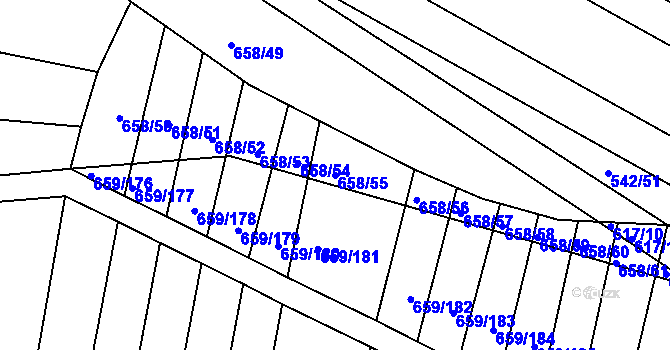 Parcela st. 658/55 v KÚ Slatina, Katastrální mapa