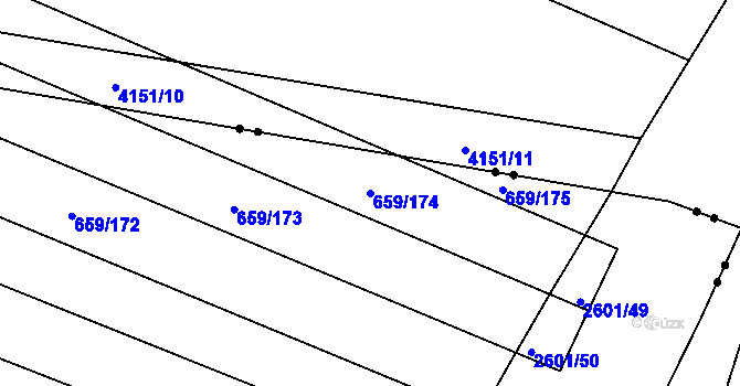 Parcela st. 659/174 v KÚ Slatina, Katastrální mapa