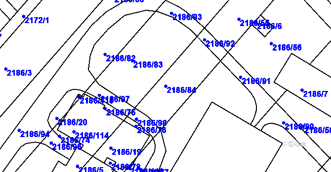 Parcela st. 2186/84 v KÚ Slatina, Katastrální mapa