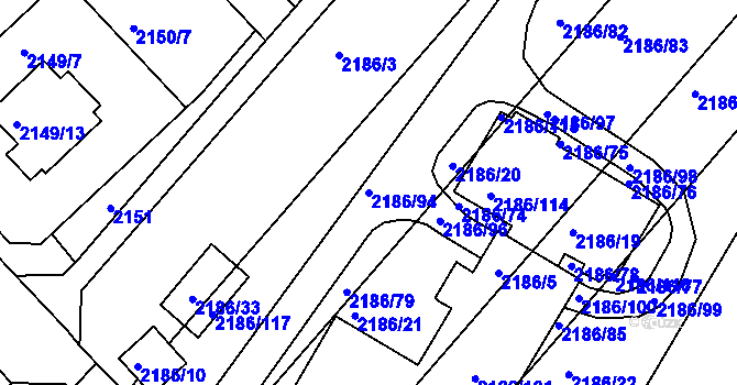 Parcela st. 2186/94 v KÚ Slatina, Katastrální mapa