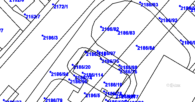 Parcela st. 2186/97 v KÚ Slatina, Katastrální mapa
