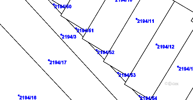 Parcela st. 2194/52 v KÚ Slatina, Katastrální mapa