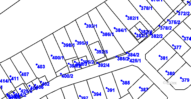 Parcela st. 392/5 v KÚ Slatina, Katastrální mapa