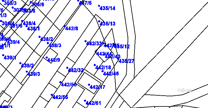 Parcela st. 442/43 v KÚ Slatina, Katastrální mapa