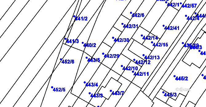 Parcela st. 442/29 v KÚ Slatina, Katastrální mapa