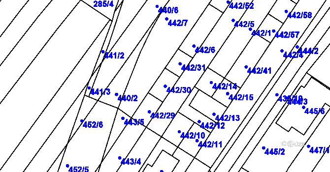 Parcela st. 442/30 v KÚ Slatina, Katastrální mapa
