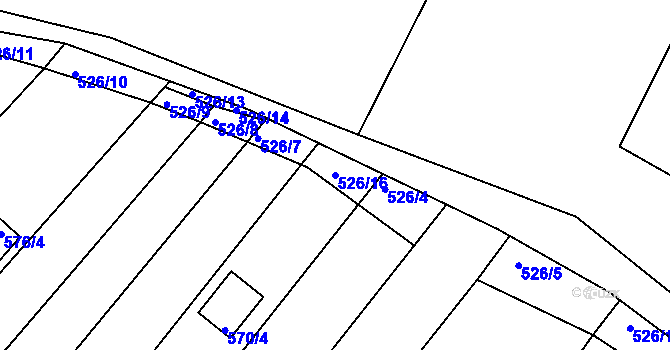 Parcela st. 526/16 v KÚ Slatina, Katastrální mapa