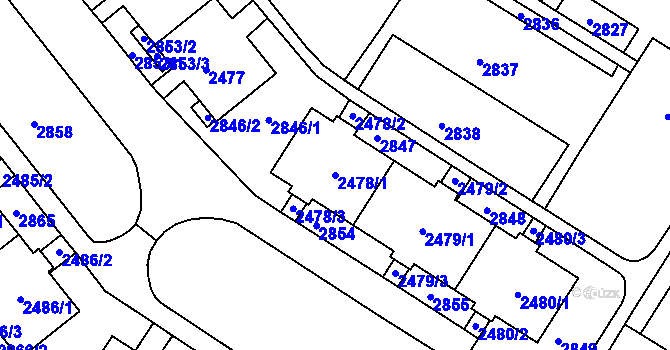 Parcela st. 2478/1 v KÚ Slatina, Katastrální mapa