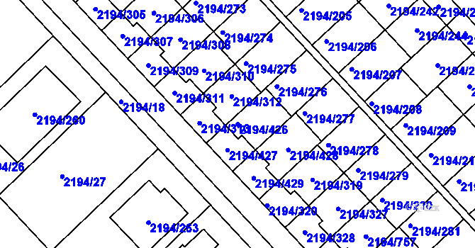 Parcela st. 2194/426 v KÚ Slatina, Katastrální mapa