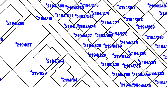 Parcela st. 2194/429 v KÚ Slatina, Katastrální mapa